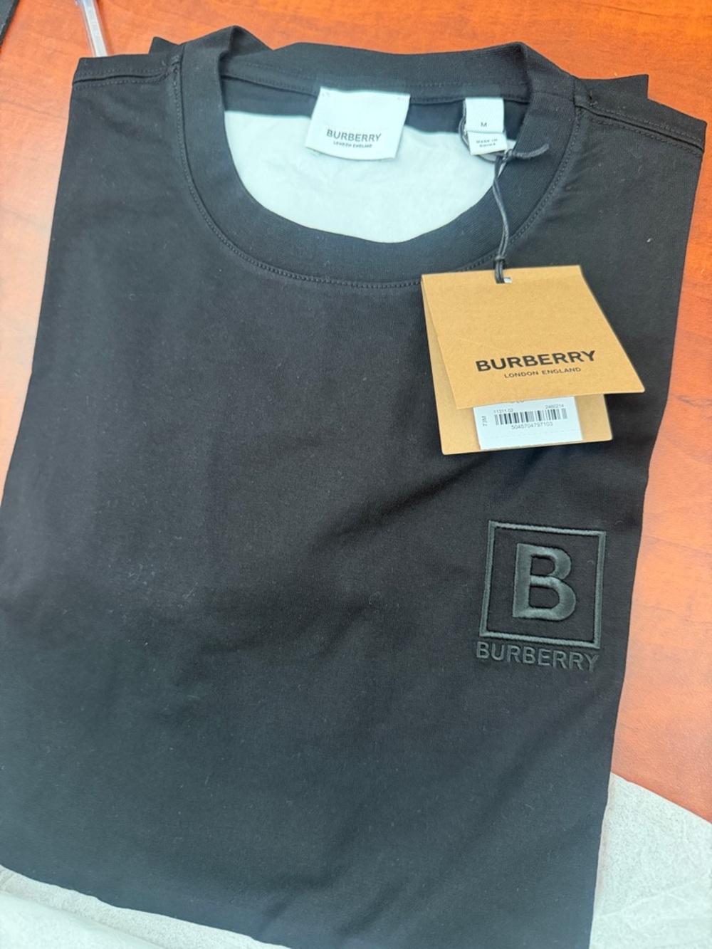 Burberry Black Embroidered 'B' Crew Neck T-Shirt